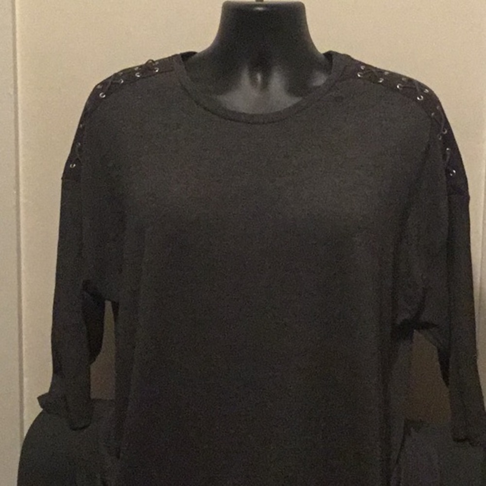Gray Top with Accent Sleeves